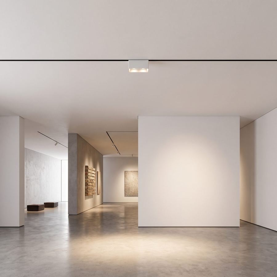 سكة مغناطيس ضيق مخفي ابيض متر — مركّبة بالمكان
