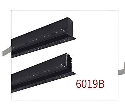 سكة مغناطيس ضيق مخفي اسود متر — 6019B-1M